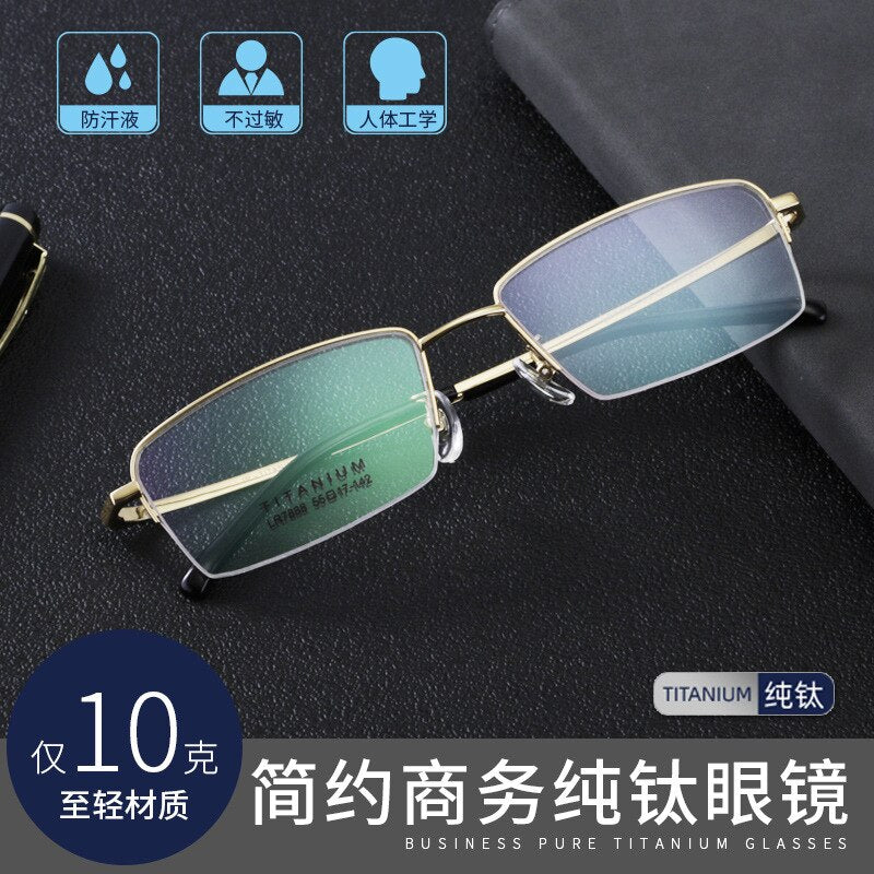 Men's Half Rim Titanium Frame Eyeglasses Lr7888 Semi Rim Bclear   