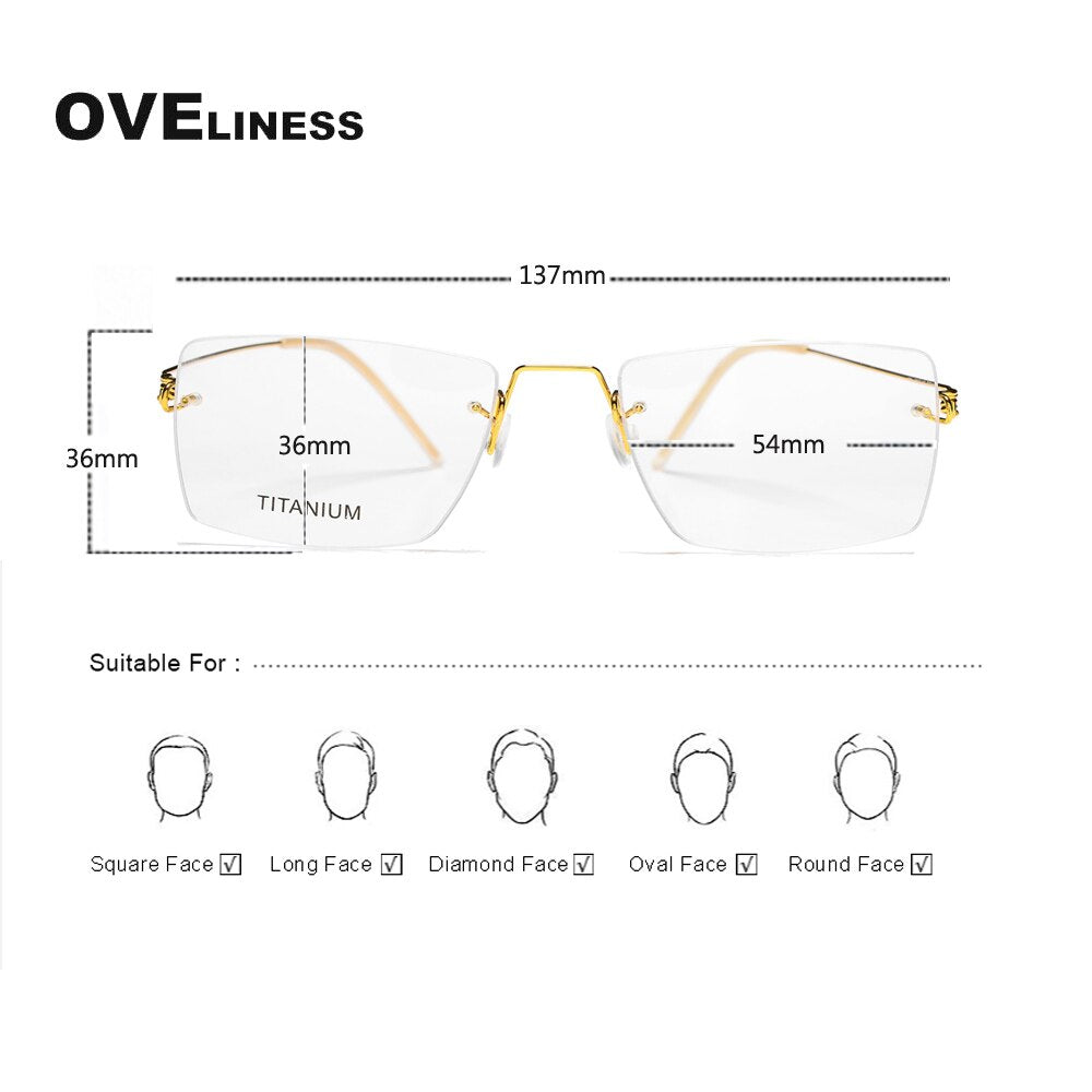 Oveliness Unisex Rimless Square Screwless Titanium Eyeglasses R02 Rimless Oveliness   