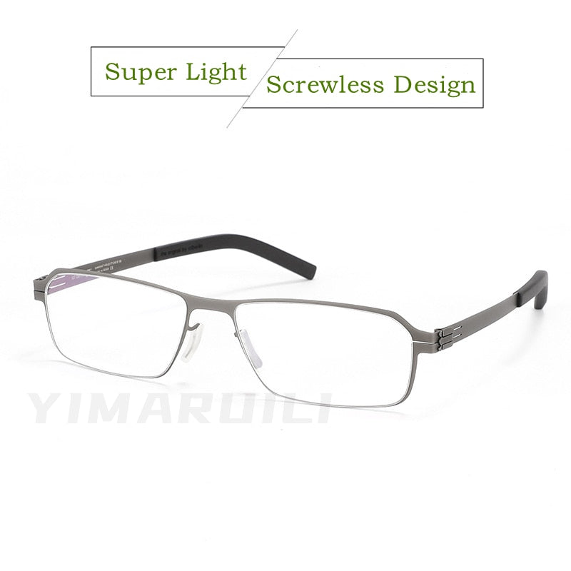 Yimaruili Men's Full Screwless Rim Alloy Frame Eyeglasses LDBG1 Frame Yimaruili Eyeglasses   