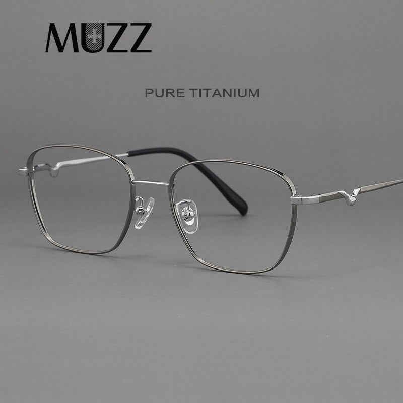 Muzz Women's Full Rim Square Polygonal Titanium Frame Eyeglasses 13 Full Rim Muzz   