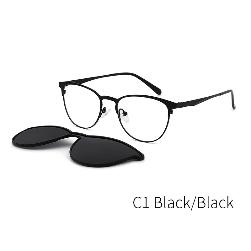 Women's Glasses 2 In 1 Magnet Polarized Clip On Sunglasses Dp33104 Clip On Sunglasses Kansept DP33104C1  