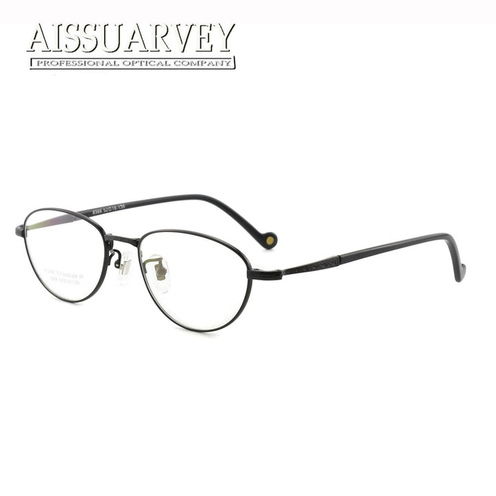 Aissuarvey Women's Full Rim Round Titanium Frame Eyeglasses As8388 Full Rim Aissuarvey Eyeglasses black  