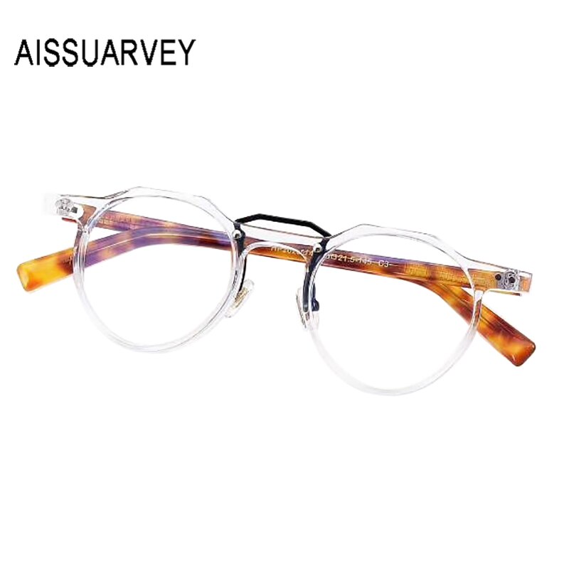 Aissuarvey Unisex Full Rim Round Light Acetate Frame Eyeglasses Hp20205 Full Rim Aissuarvey Eyeglasses   