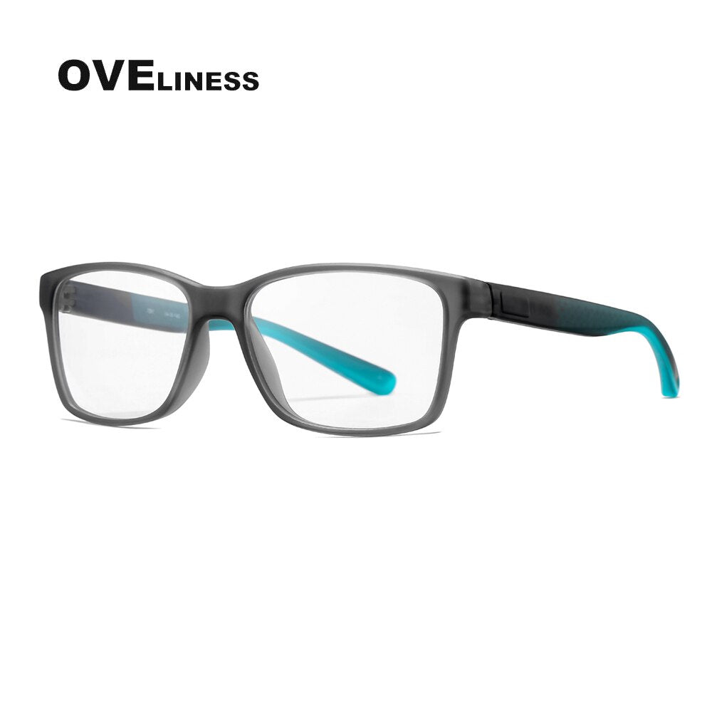 Oveliness Unisex Full Rim Square Tr 90 Titanium Eyeglasses 7091 Full Rim Oveliness grey blue  
