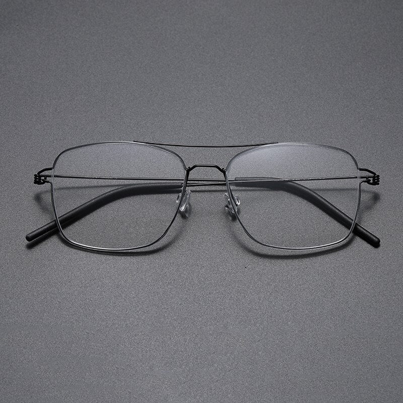 Gatenac Unisex Full Rim Square Titanium Alloy Screwless Frame Eyeglasses Gxyj693 Full Rim Gatenac Black  