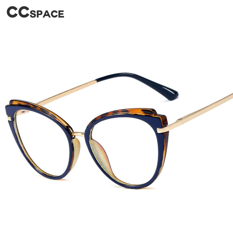 CCspace Women's Full Rim Cat Eye Tr 90 Titanium Frame Eyeglasses 48270 Full Rim CCspace   