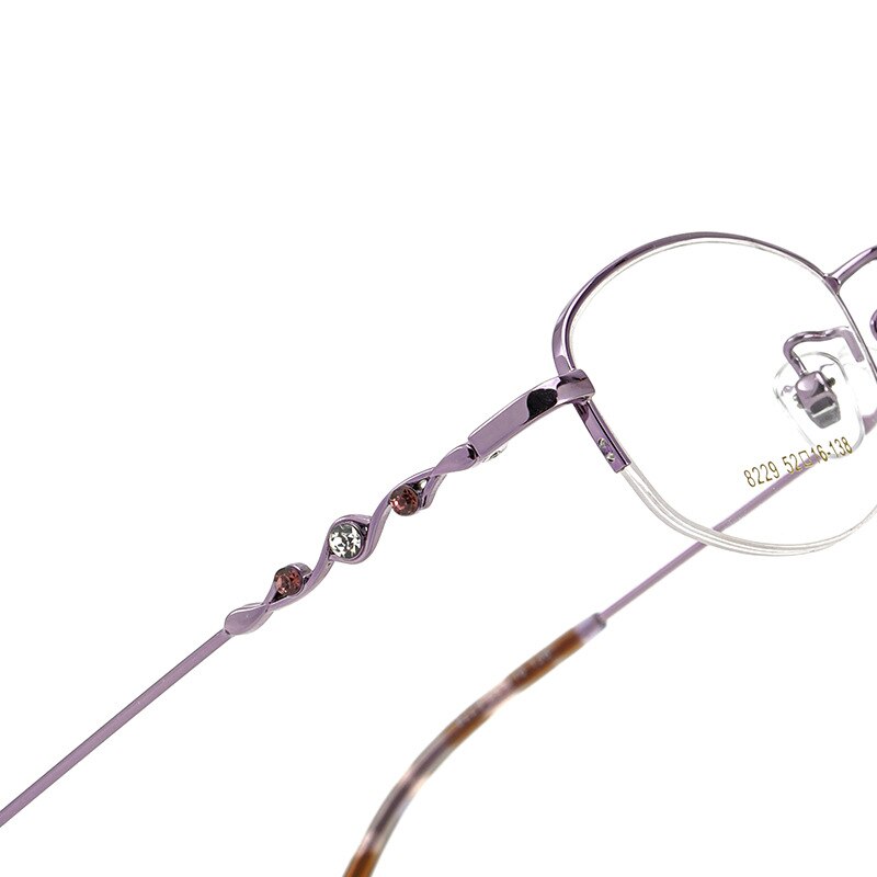 KatKani Women's Semi Rim Faux Diamond Studded Alloy Frame Eyeglasses 018229 Semi Rim KatKani Eyeglasses   