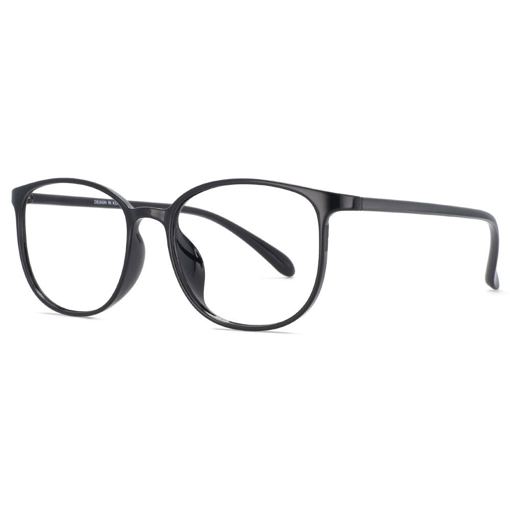 CCSpace Unisex Full Rim Round Square Tr 90 Titanium Frame Eyeglasses 53870 Full Rim CCspace Black  