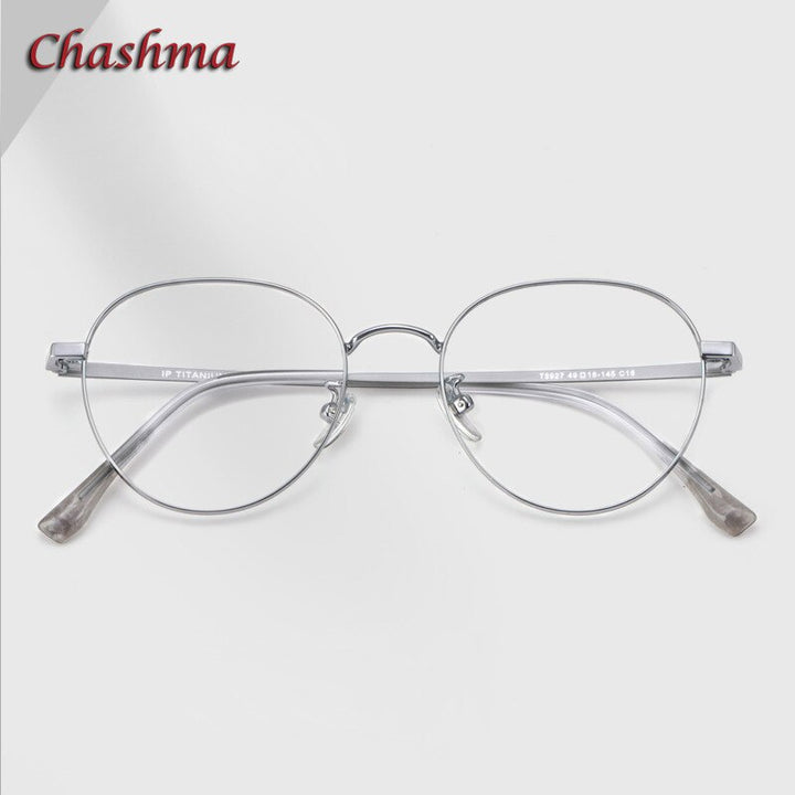 Chashma Ochki Unisex Full Rim Round Titanium Eyeglasses 3927 Full Rim Chashma Ochki   