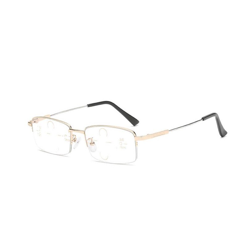 Men's Titanium Frame Progressive Reading Glasses Anti Blue Light Reading Glasses Brightzone +100 Gold 