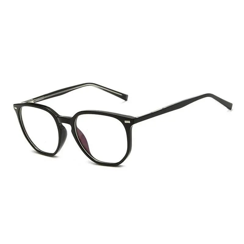 Handoer Unisex Full Rim Round Square Tr 90 Eyeglasses 203 - Shinny Black