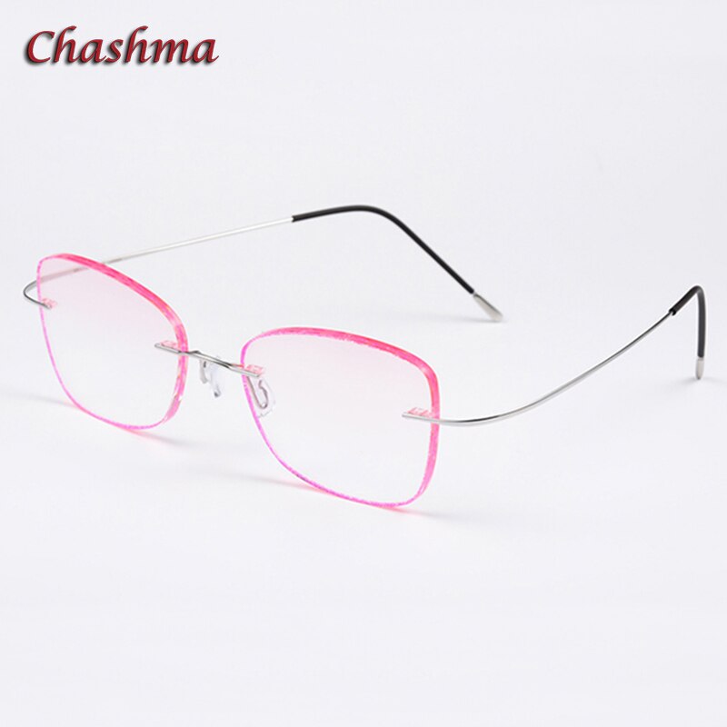 Chashma Ochki Unisex Rimless Square Titanium Eyeglasses Slfj160162 Rimless Chashma Ochki Silver Pink  