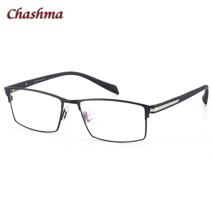 Chashma Ottica Men's Full Rim Large Square Titanium Eyeglasses 9282 Full Rim Chashma Ottica Black  