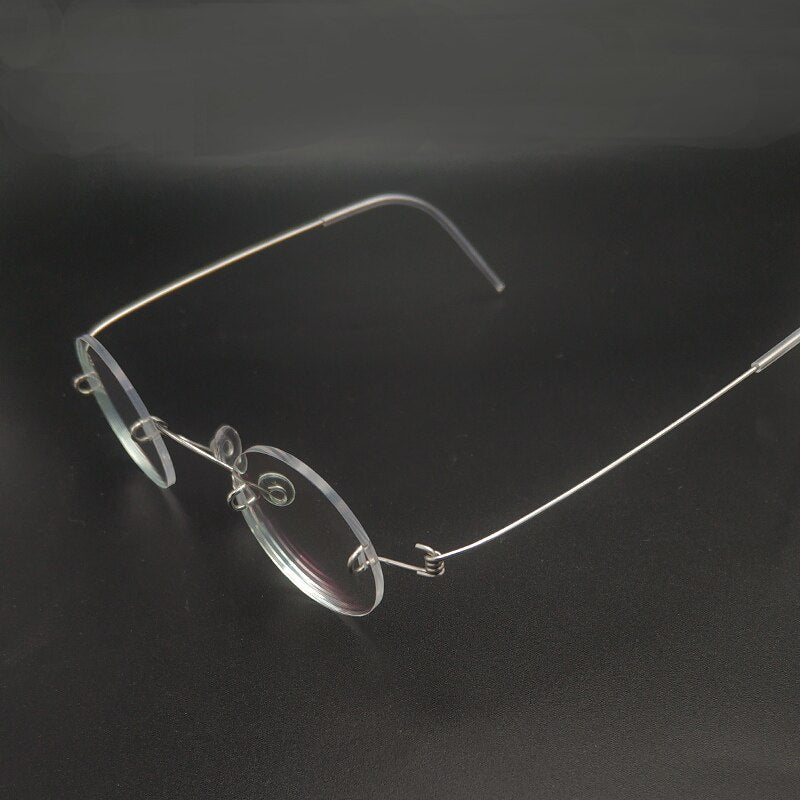 Unisex Handcrafted Rimless Round Eyeglasses Customizable Lenses Rimless Yujo   