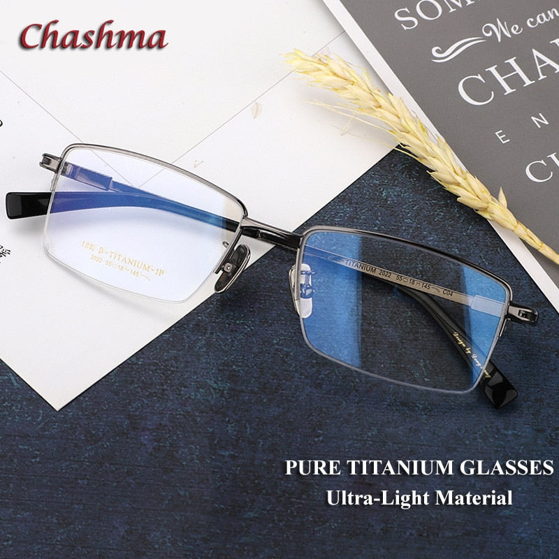 Chashma Ochki Men's Semi Rim Square Titanium Eyeglasses 0205 Semi Rim Chashma Ochki   