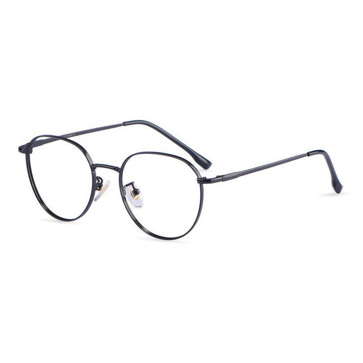 Hotony Unisex Full Rim Titanium Alloy Polygonal Frame Eyeglasses 80047 Full Rim Hotony black  