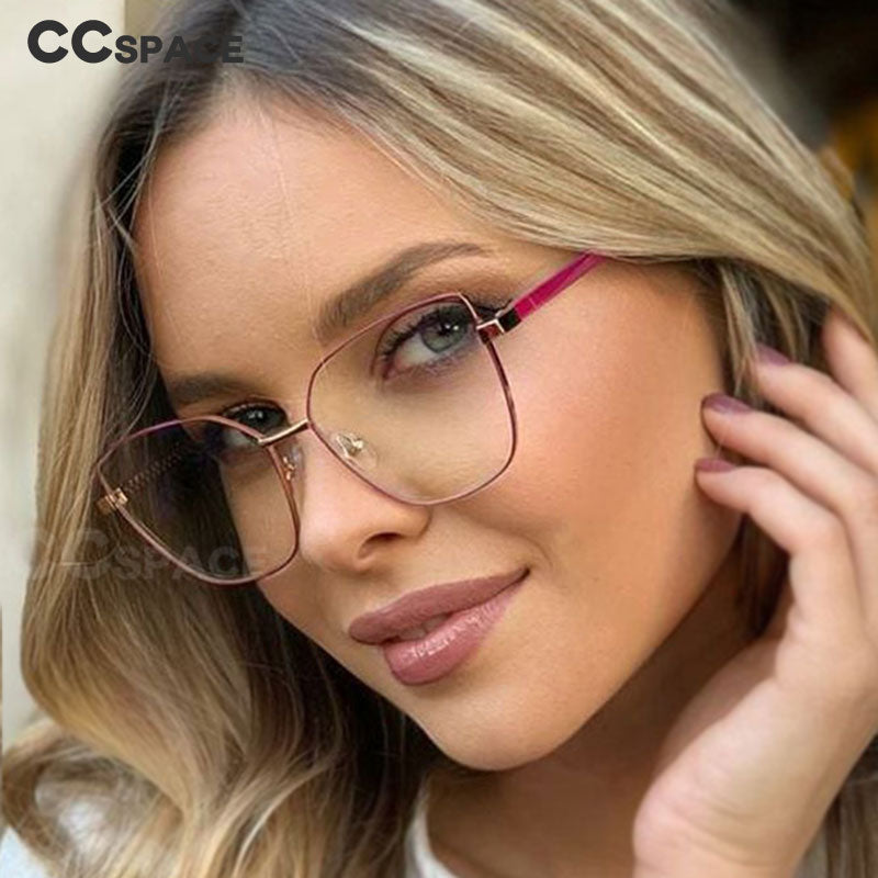 CCspace Unisex Full Rim Square Cat Eye Alloy Frame Eyeglasses 49081 Full Rim CCspace   