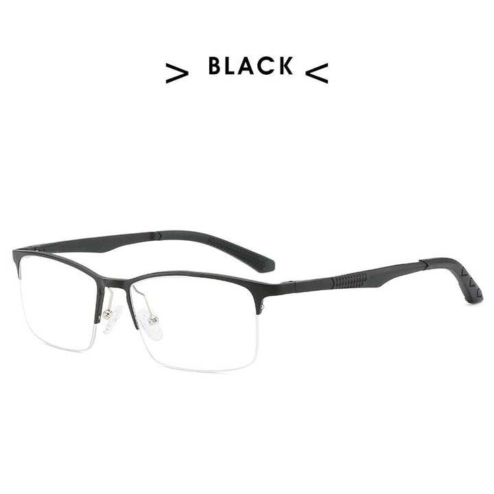 Hdcrafter Men's Full Rim Square Titanium Frames Eyeglasses P6333 Full Rim Hdcrafter Eyeglasses black  