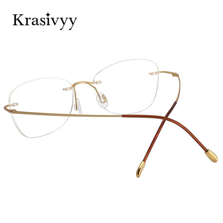 Krasivyy Unisex Rimless Oval Square Titanium Eyeglasses Kr6013 Rimless Krasivyy   