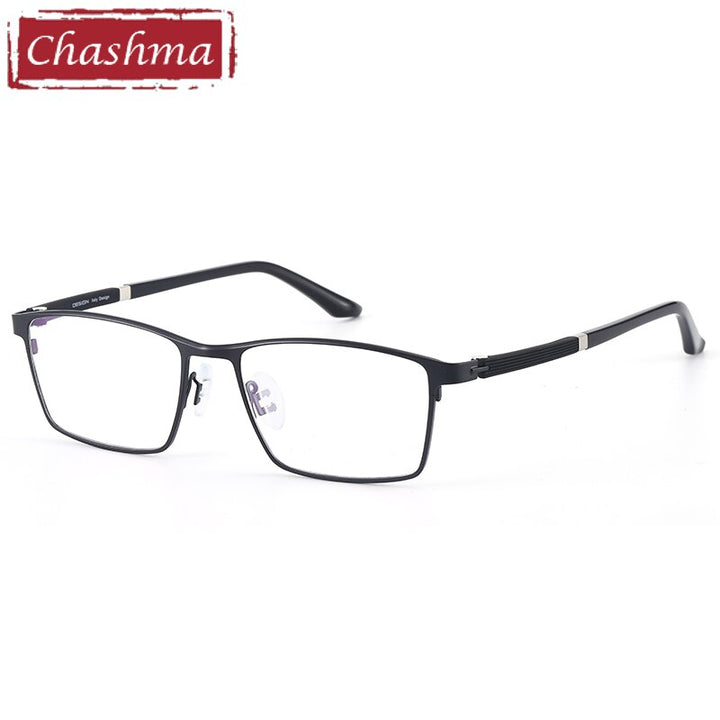 Chashma Ottica Men's Full Rim Large Square Titanium Alloy Eyeglasses 9493 Full Rim Chashma Ottica Black  