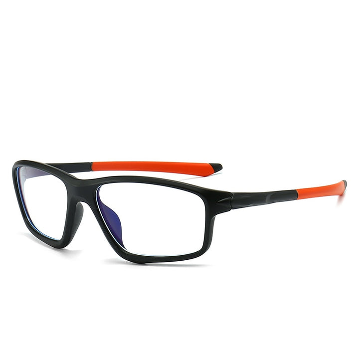 Yimaruili Men's Full Square Rim TR 90 Resin Sport Frame Eyeglasses TR5773 Sport Eyewear Yimaruili Eyeglasses Black Orange  