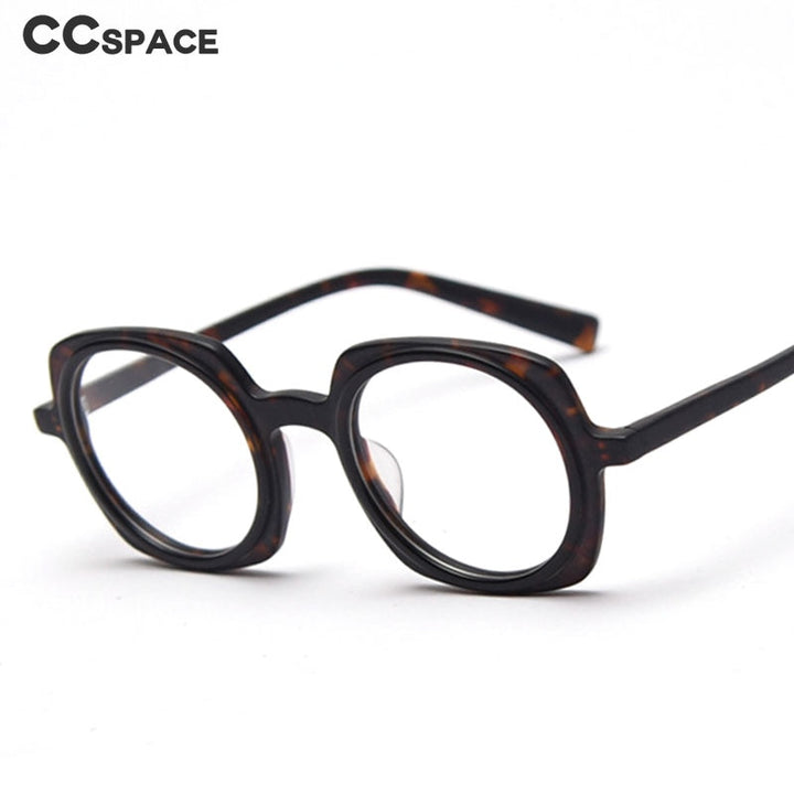 CCSpace Unisex Full Rim Round Acetate Frame Eyeglasses 49838 Full Rim CCspace   
