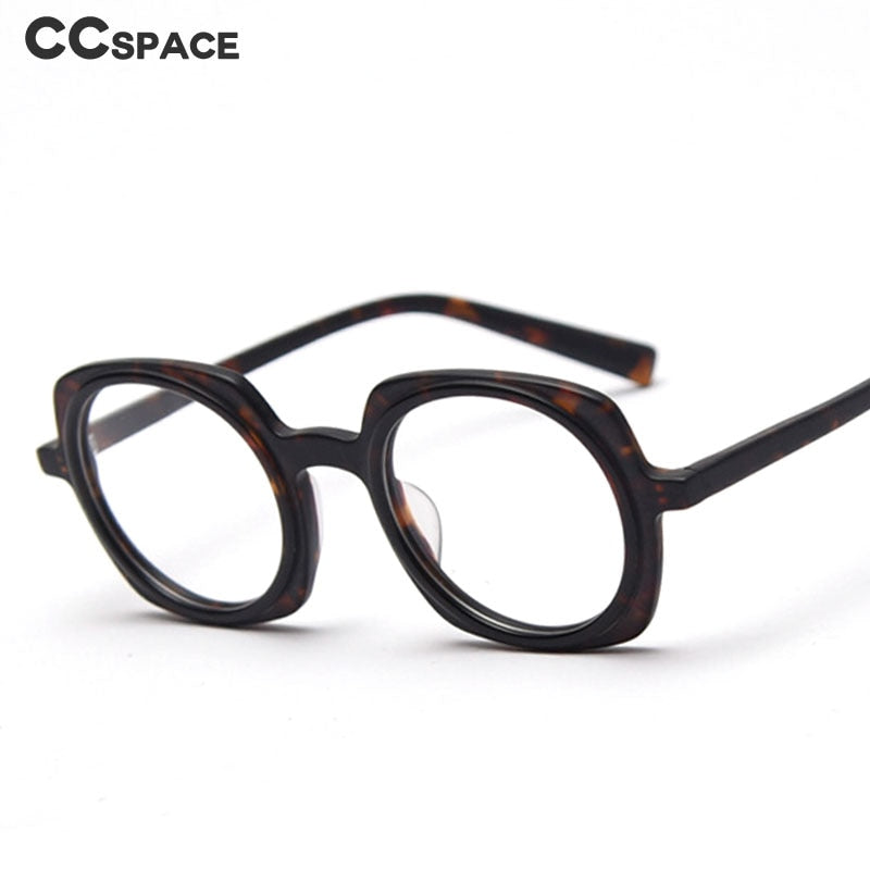 CCspace Unisex Full Rim Round Acetate Frame Eyeglasses 49838 Full Rim CCspace   