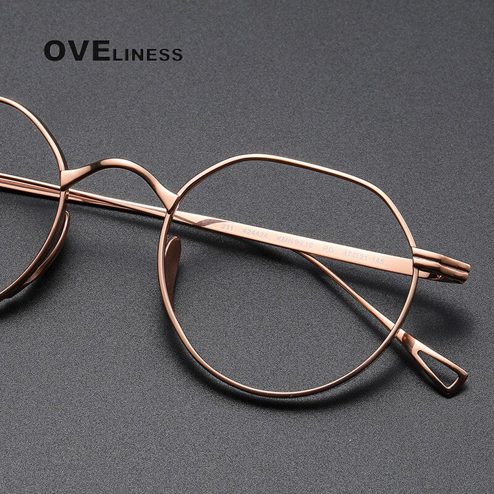 Oveliness Unisex Full Rim Irregular Round Titanium Eyeglasses 9916 Full Rim Oveliness   