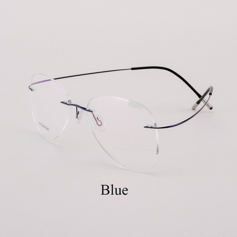 Bclear Men's Eyeglasses Titanium Rimless Lightweight Flexible 20002 Rimless Bclear Blue  