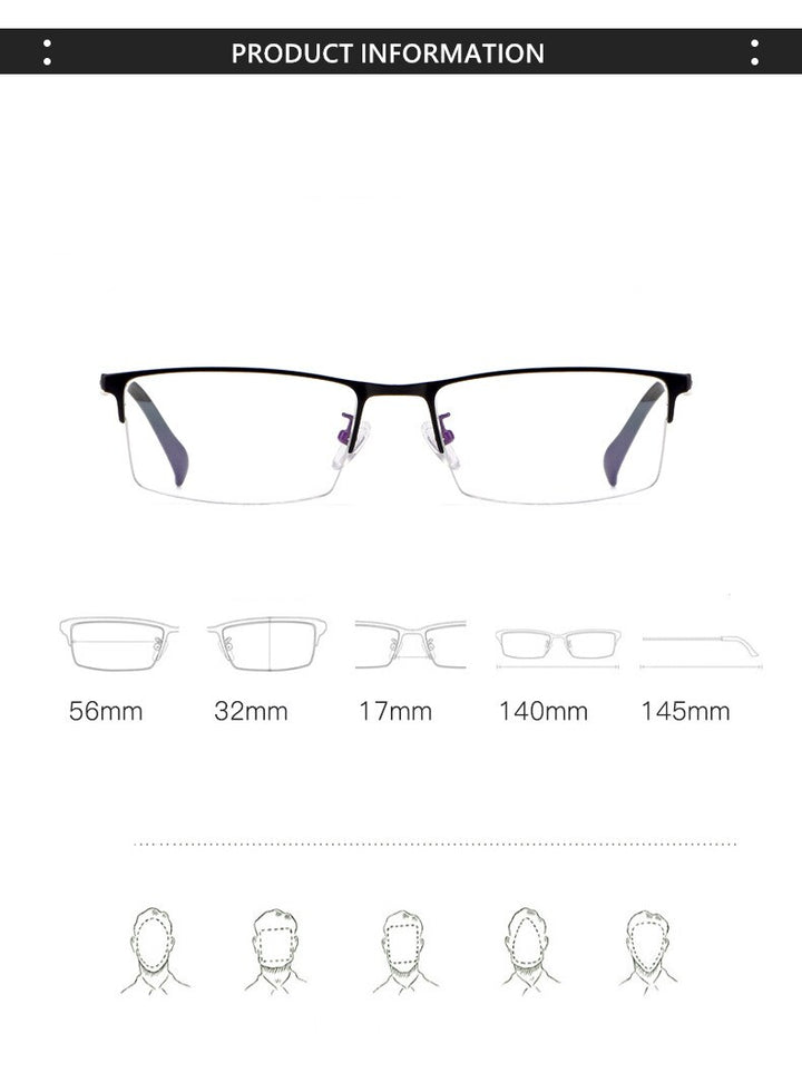 Yimaruili Men's Semi Rim Alloy Frame Eyeglasses 89032 Semi Rim Yimaruili Eyeglasses   