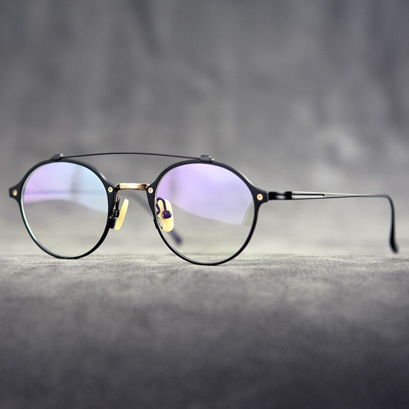 Gatenac Unisex Full Rim Round Double Bridge Titanium Frame Eyeglasses Gxyj340 Full Rim Gatenac 3  