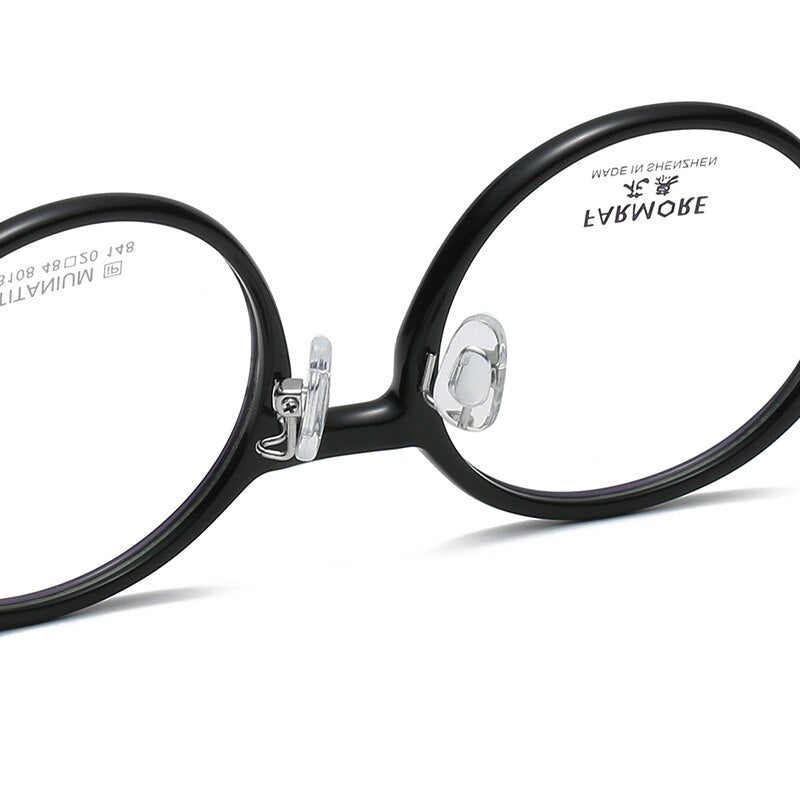 Reven Jate Unisex Eyeglasses S3108 Titanium Round Acetate Frame Reven Jate   