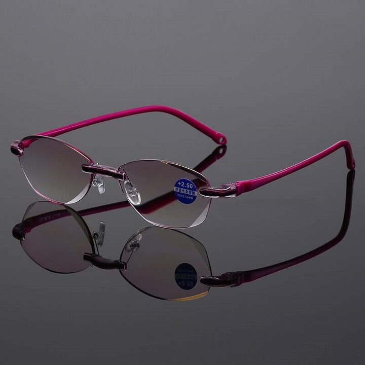 Elbru Anti Blue Ray Reading Glasses Women Diamond Cutting Hyperopia Glasses +0 +1.0 +1.5 +2.0 +2.5 +3.0 +3.5 + 4.0 Reading Glasses Elbru +100 Purple 
