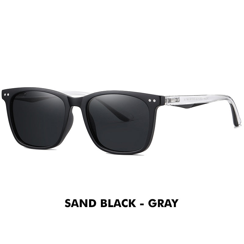Lm Unisex Full Rim Square TR 90 Titanium Frame Polarized Sunglasses WLM3399 Sunglasses Lm Sand Black-Gray  
