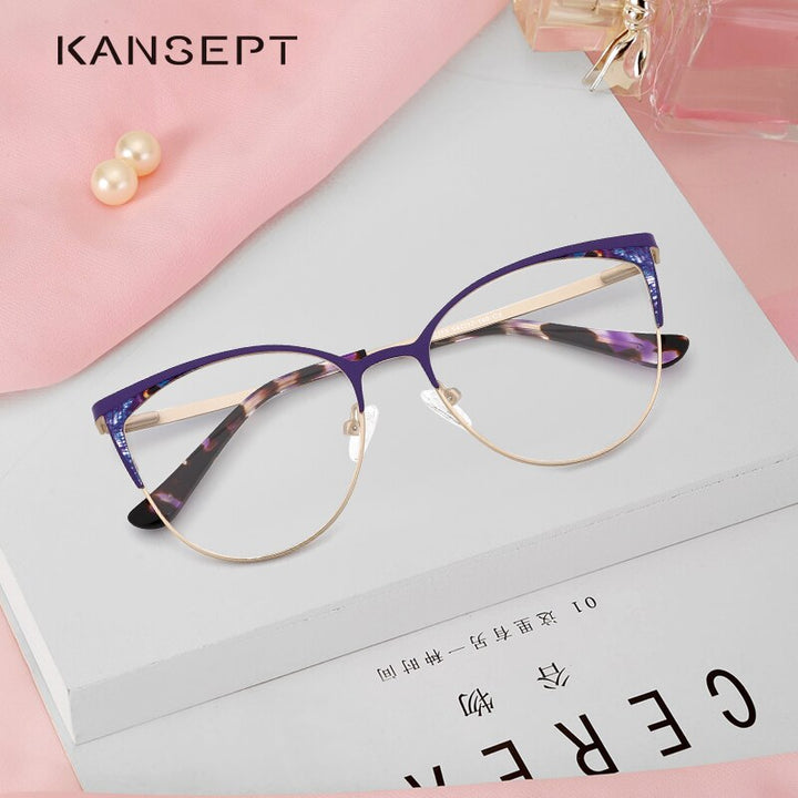 Kansept Women's Full Rim Cat Eye Stainless Steel Frame Eyeglasses 202113 Full Rim Kansept   
