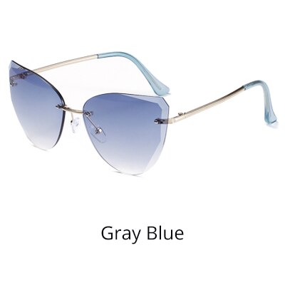 Ralferty Women's Sunglasses Rimless Cat Eye W Sunglasses Ralferty Gray Blue China 