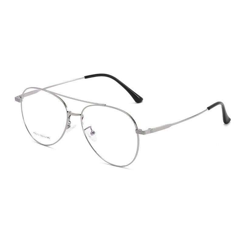 Handoer Unisex Full Rim Round Double Bridge Alloy Eyeglasses 90272 Full Rim Handoer Gray  