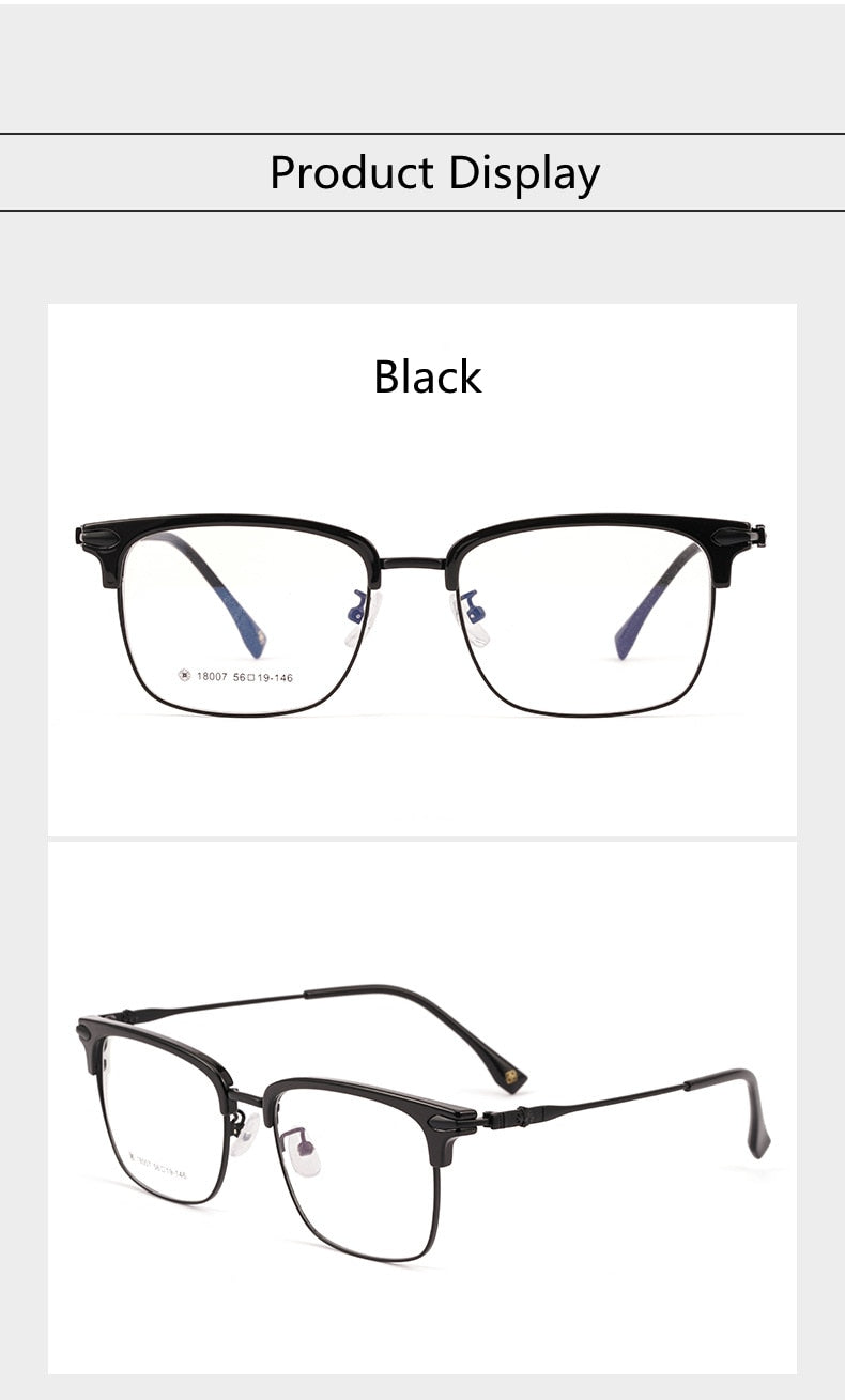 KatKani Men's Full Rim Square Alloy Frame Eyeglasses K18007 Full Rim KatKani Eyeglasses   