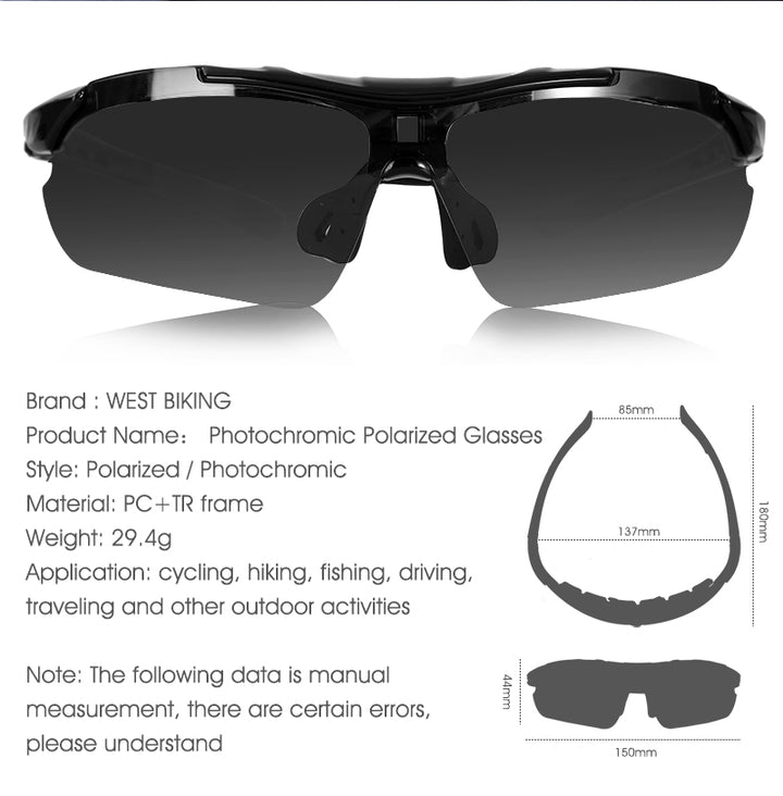 West Biking Unisex Semi Rim Acetate Photochromic Polarized Sport Sunglasses YP0703137 Sunglasses West Biking   