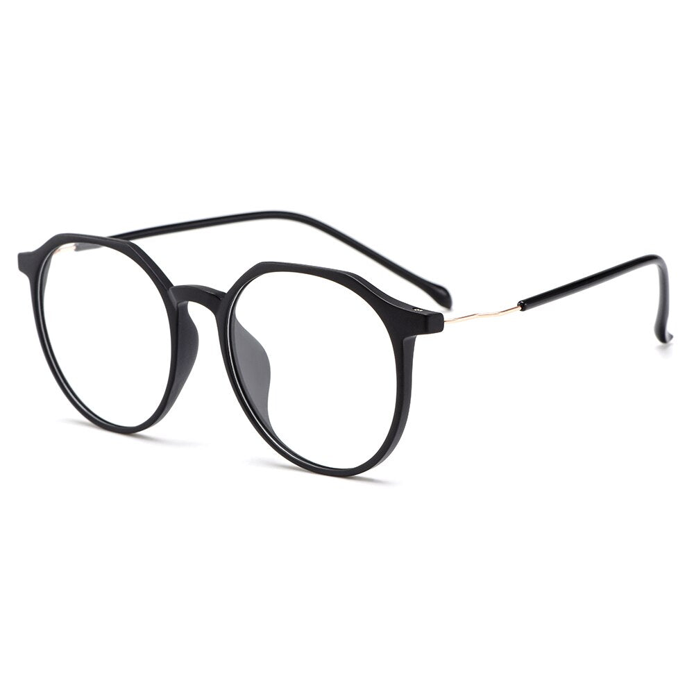 Gmei Women's Eyeglasses Ultralight Alloy Tr90 Round M3060 Full Rim Gmei Optical C2 Black  