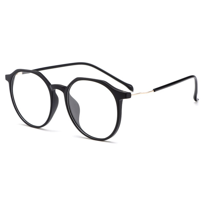 Gmei Women's Eyeglasses Ultralight Alloy Tr90 Round M3060 Full Rim Gmei Optical C2 Black  