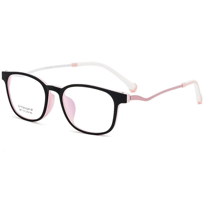 Yimaruili Women's Full Rim TR 90 Resin Frame β Titanium Temple Eyeglasses 8911 Full Rim Yimaruili Eyeglasses Black Pink  