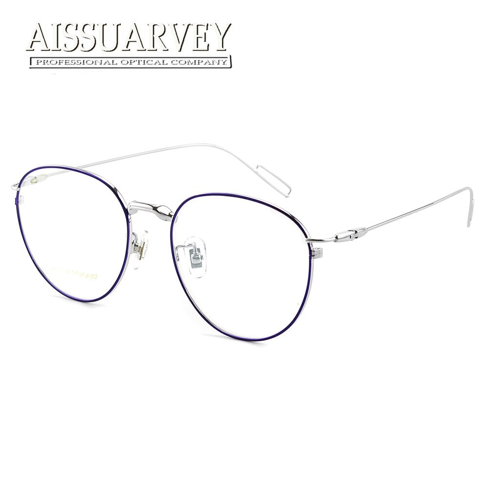 Aissuarvey Women's Full Rim Round Titanium Frame Eyeglasses Asl8020 Full Rim Aissuarvey Eyeglasses Purple  