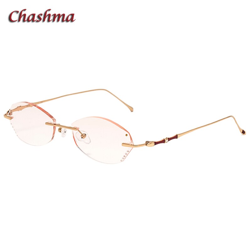 Chashma Ochki Women's Rimless Oval Rectangle Titanium Eyeglasses 2879 Tinted Lenses Rimless Chashma Ochki Default Title  