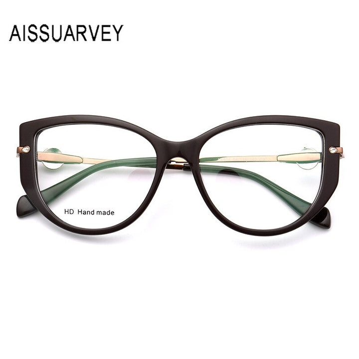 Aissuarvey Acetate Full Rim Cat Eye Frame Metal Temple Womens Eyeglasses L4504 Full Rim Aissuarvey Eyeglasses C3 CN 