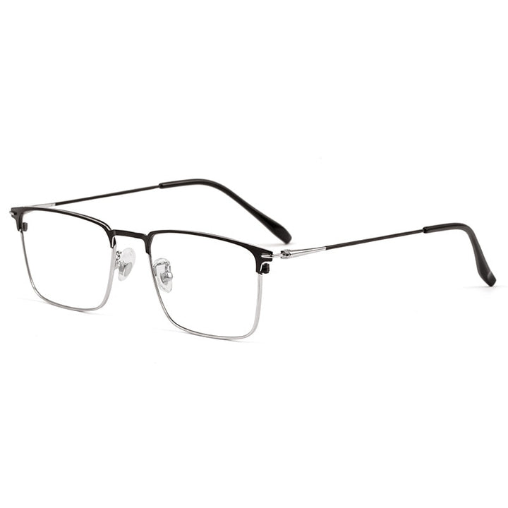 Yimaruili Men's Full Rim Square Two Tone Titanium Plated Frame Eyeglasses Y0606 Full Rim Yimaruili Eyeglasses Black Silver  