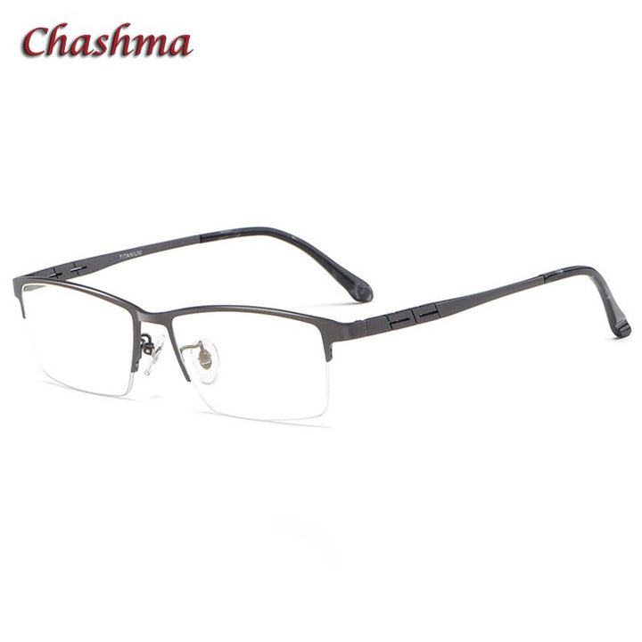 Chashma Ochki Men's Semi Rim Square Titanium Eyeglasses 8966 Semi Rim Chashma Ochki Gray  