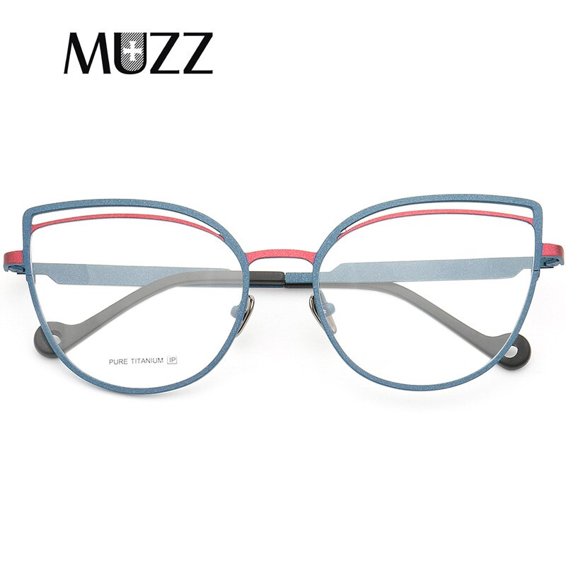 Muzz Women's Full Rim Square Cat Eye Titanium Frame Eyeglasses T7037 Full Rim Muzz C3  