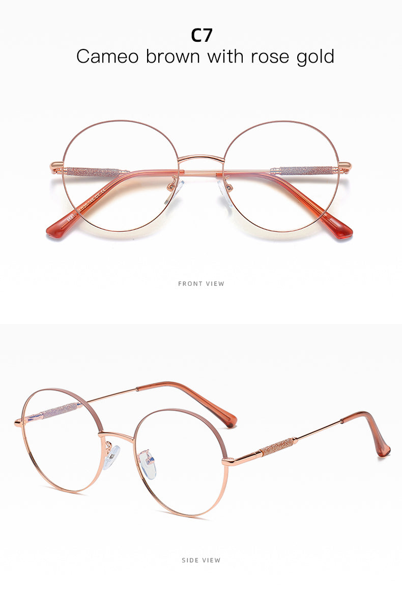 Hotony Women's Full Rim Round Alloy Frame Eyeglasses 95818 Full Rim Hotony   