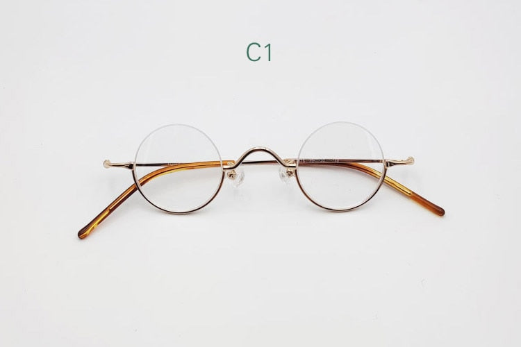 Yujo Unisex Semi Rim Round Stainless Steel Eyeglasses Customized Lens Options 35mm Semi Rim Yujo C1 China 
